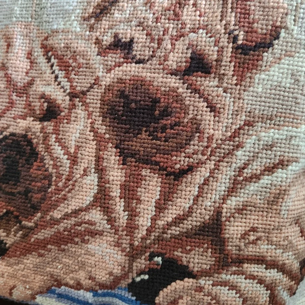 Precious Pair of SHAR-PEI Dogs Needlepoint Pillow 12
